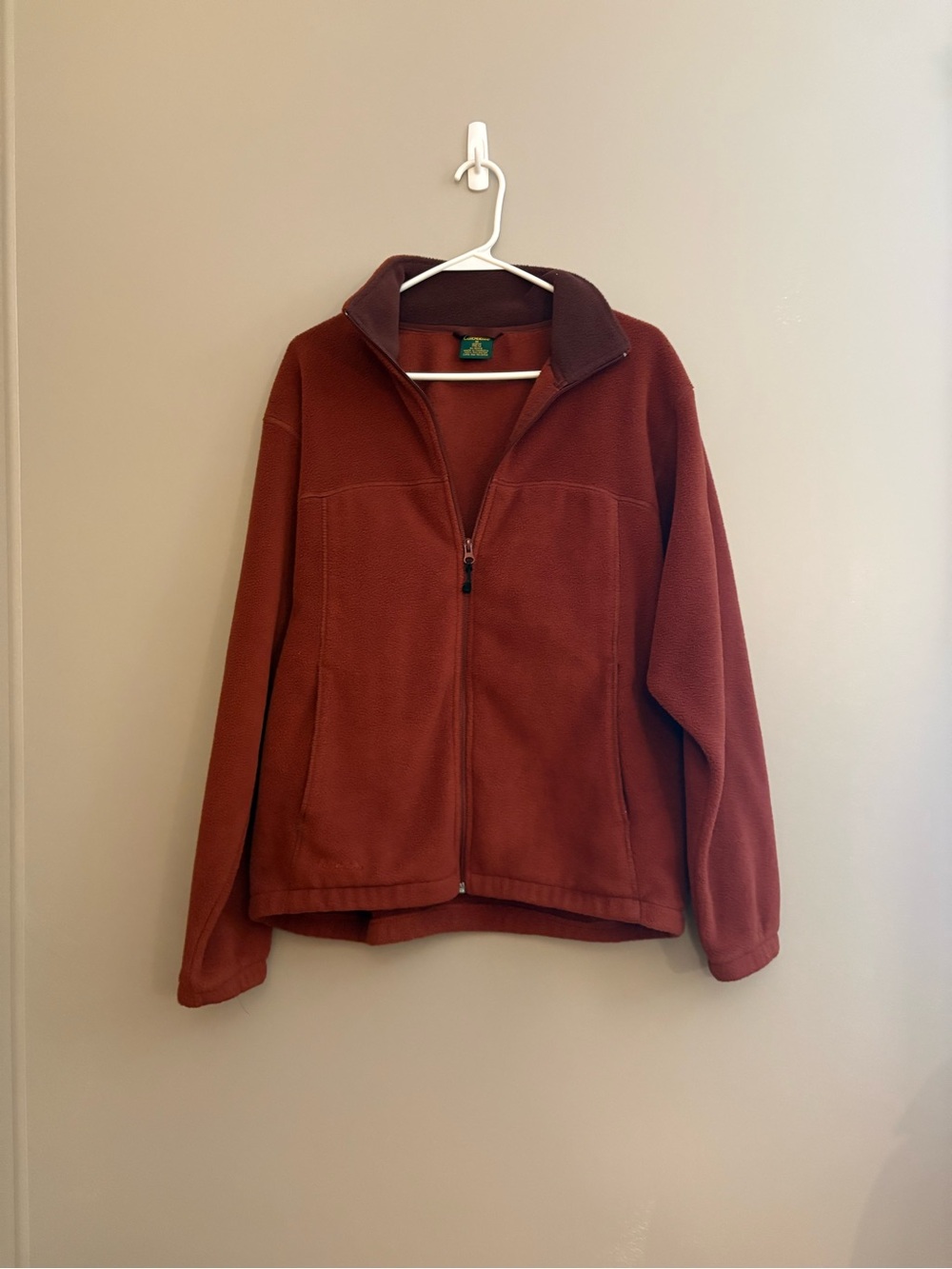 Vintage Cabela's Fleece Jacket Rust Burgundy Full Zip Made in Canada Medium